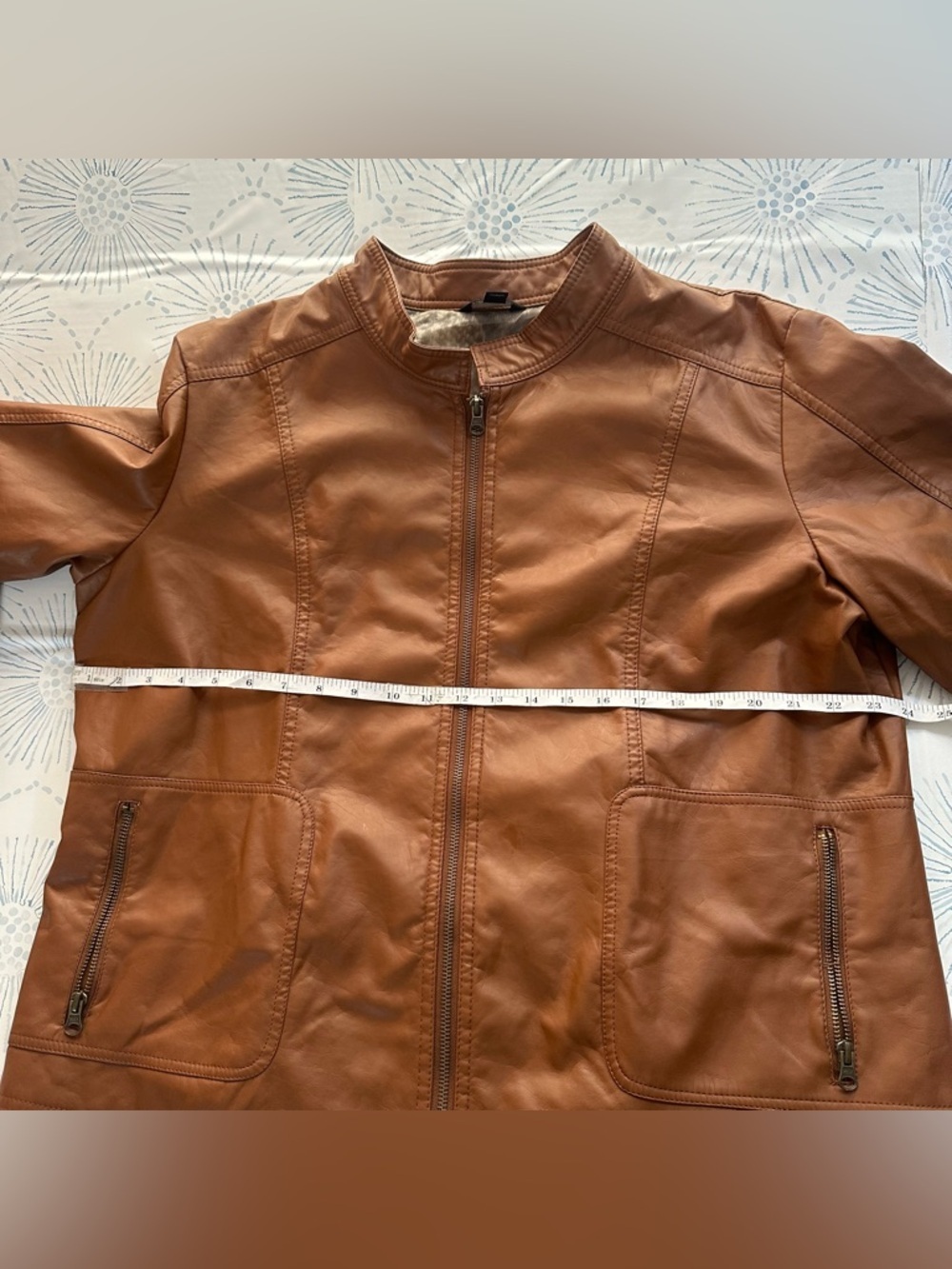 George Chestnut Brown Leather Zip-Front Jacket size 18W-20W - Picture 5 of 13